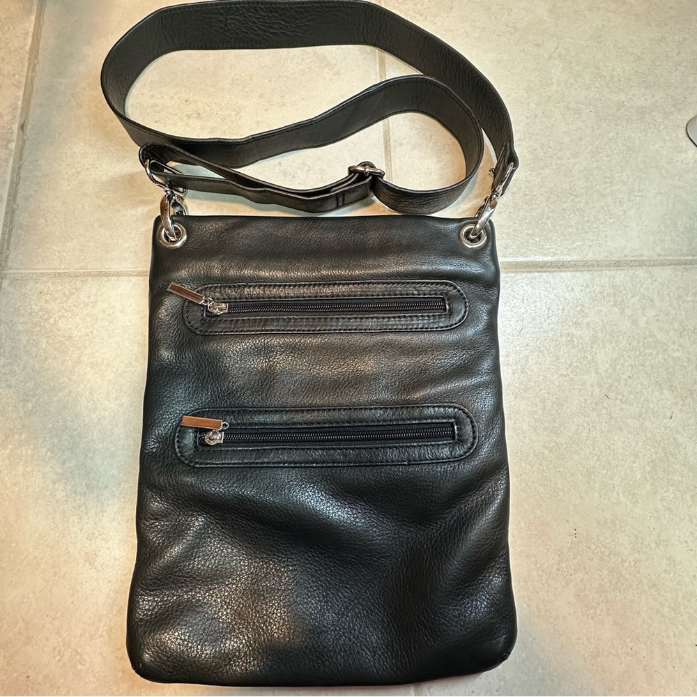 Margot Black Leather Crossbody Bag